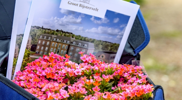 bloemen in fietstas